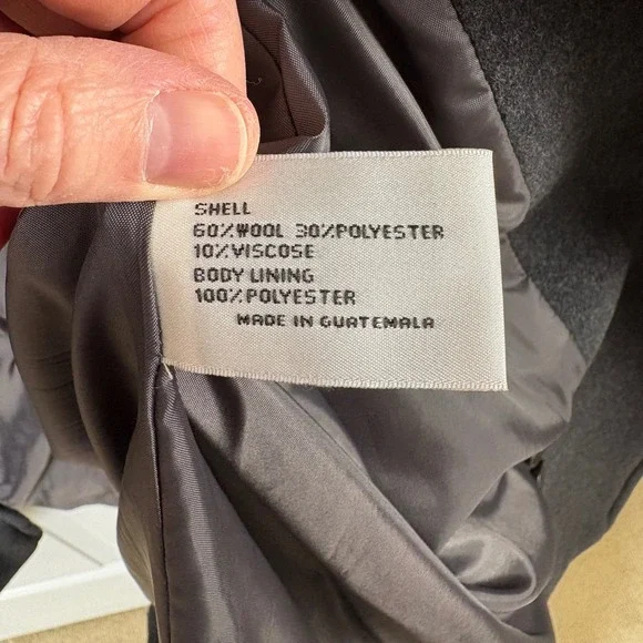 Vtg Larry Levine Women's Charcoal Gray Wool Blend Winter Coat Size 24 Classic